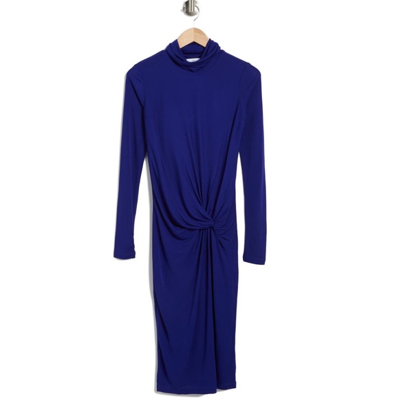 Reiss Freya Twisted Turtleneck Midi Dress In Royal Blue - New With Tag - Reemoly - Picture 3 of 3